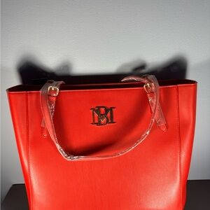 Badgley Mischka Large Red Vegan Leather Tote Bag - Stylish Everyday Handbag